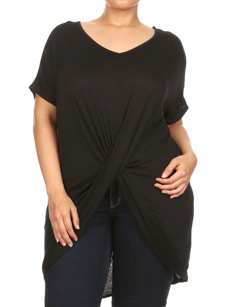 Plus Size Cross My Heart Black Top