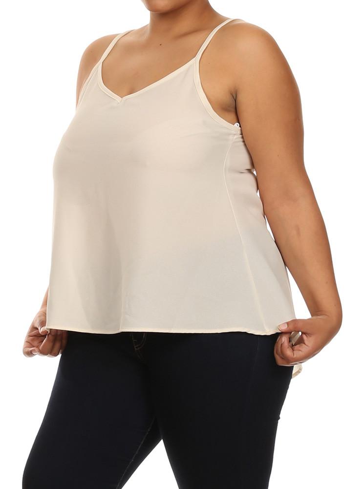 Plus Size Sexy Butterfly Back Tan Sheer Cami