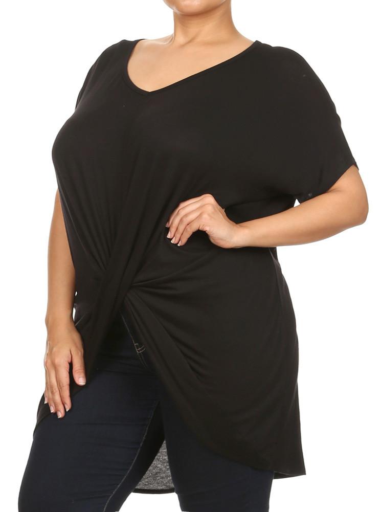 Plus Size Cross My Heart Black Top