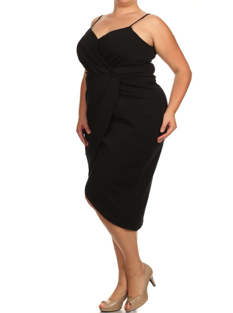 Plus Size Mesmerize In Pleats Black Dress