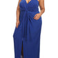 Plus Size Memorable Drapey knot Front Blue Maxi Dress