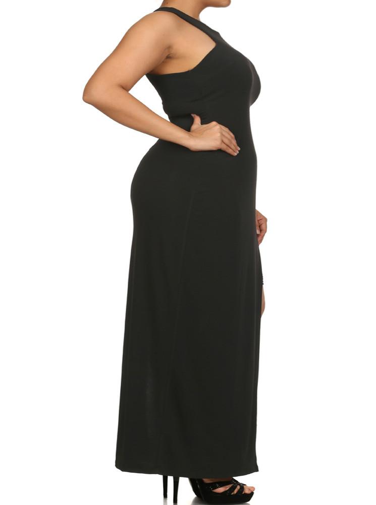 Plus Size Love Desire High Slit Maxi Bodycon Dress