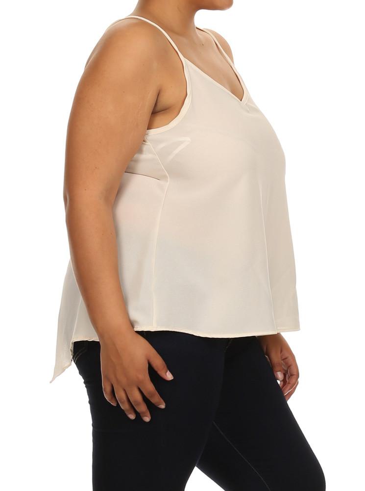 Plus Size Sexy Butterfly Back Tan Sheer Cami