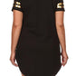 Plus Size Rihanna Gold Print Black Shirt Dress