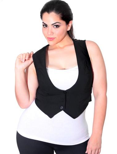 Plus Size See Through Lace Back Vest