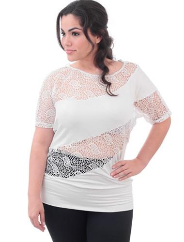 Plus Size See Through Diva White Top