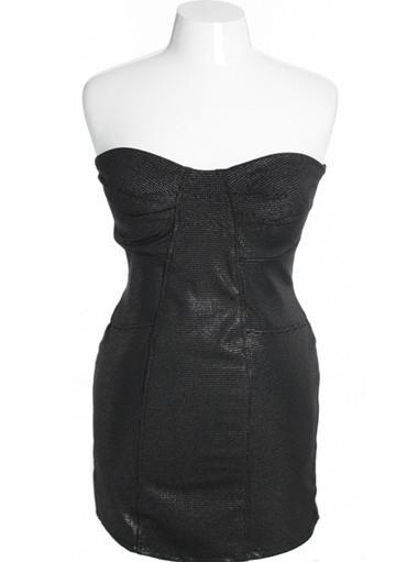 Plus Size Sparkling Elegant Sexy Black Tube Dress
