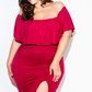 Plus Size Suede Glam Ruffled Sexy Off Shoulder Dress