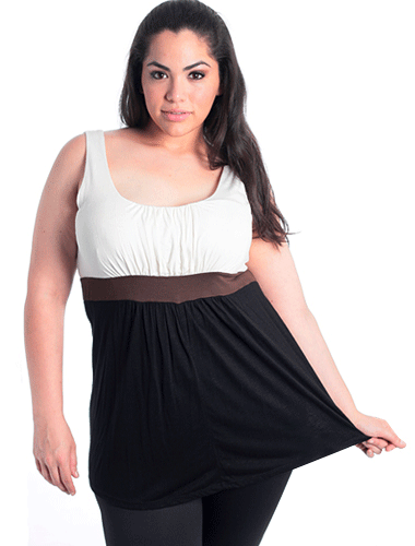 Plus Size Sleeveless Tri-Colored Tunic