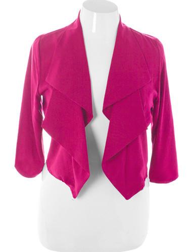 Plus Size Designer Front Draped Violet Blazer