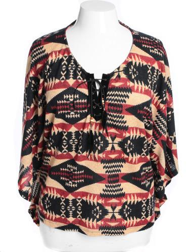 Plus Size Sexy Navajo Tan Poncho Top