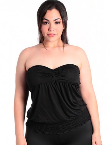 Plus Size Knoted Black Tube Top