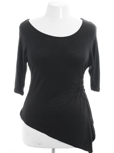 Plus Size Sexy Half Sleeve Black Top