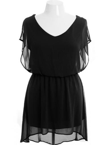 Plus Size Layered Lace Sleeveless Black Dress