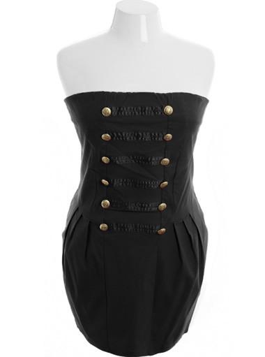 Plus Size Twelve button Cadet  Black Tube Dress