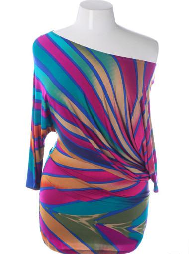 Plus Size Sexy Abstract Colorful Mini Dress Out