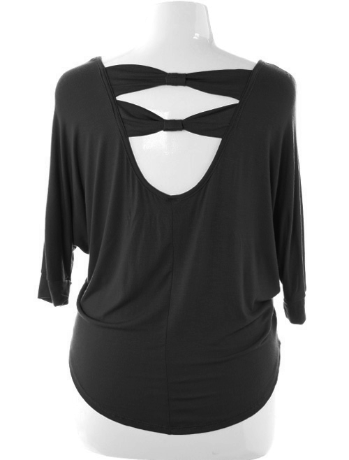 Plus Size Open Back Sexy Black Top