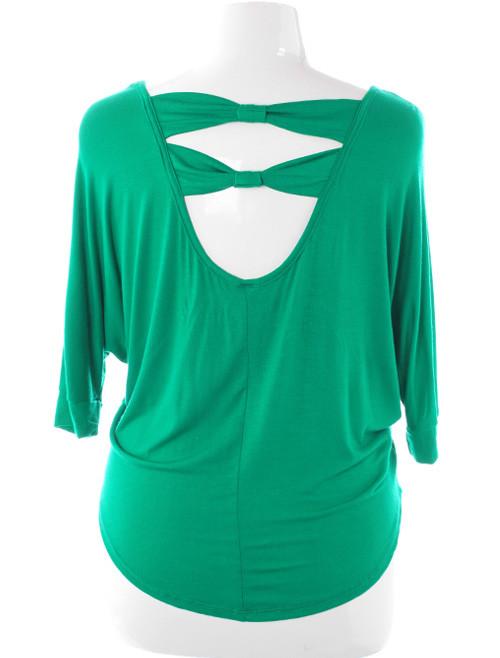 Plus Size Open Back Sexy Green Top