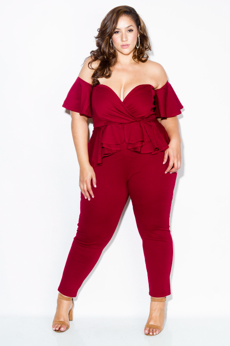 Plus Size Lovable Sweetheart Peplum Jumpsuit