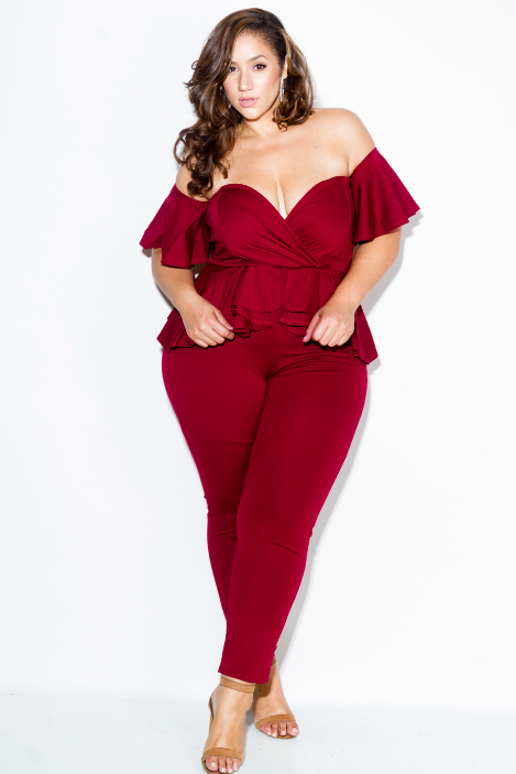 Plus Size Lovable Sweetheart Peplum Jumpsuit