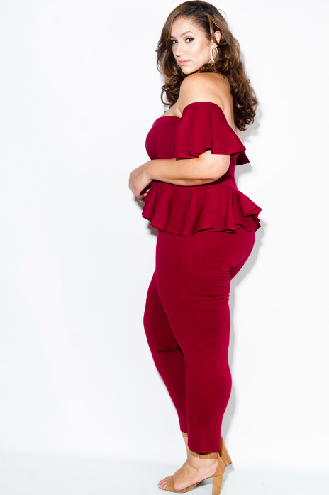 Plus Size Lovable Sweetheart Peplum Jumpsuit