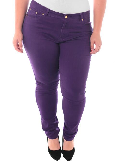 Plus Size Stretchy Premium Purple Skinny Pants