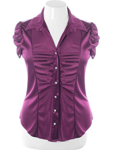 Plus Size Silky Diamond Violet Blouse