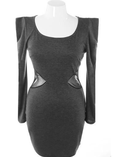 Plus Size Designer Bold Shoulder Runway Grey Dress