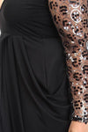 Sequin Sleeves Tulip Hem Plus Size Maxi Dress