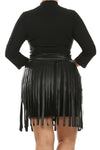 Plus Size Mod Fringed Leather Skirt Dress