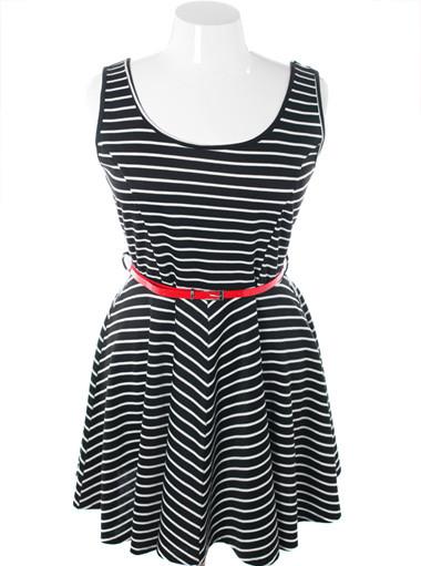 Plus Size Sexy Stripe Flowing Nautica Dress