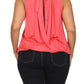 Plus Size Surplice Wrapped Coral Blouse