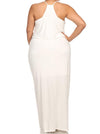 Plus Size Memorable Drapey knot Front White Dress