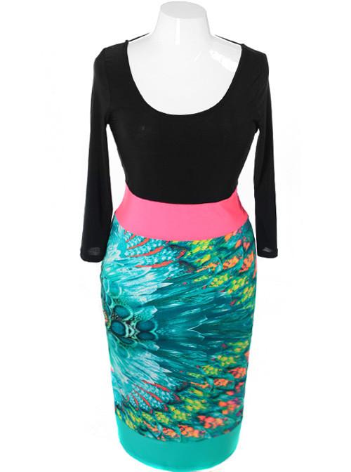 Plus Size Fabulous Two Tone Teal Dress