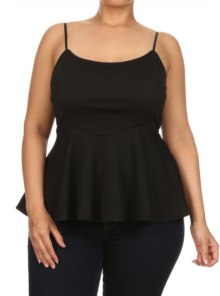 Plus Size Sexy Black Peplum Tank