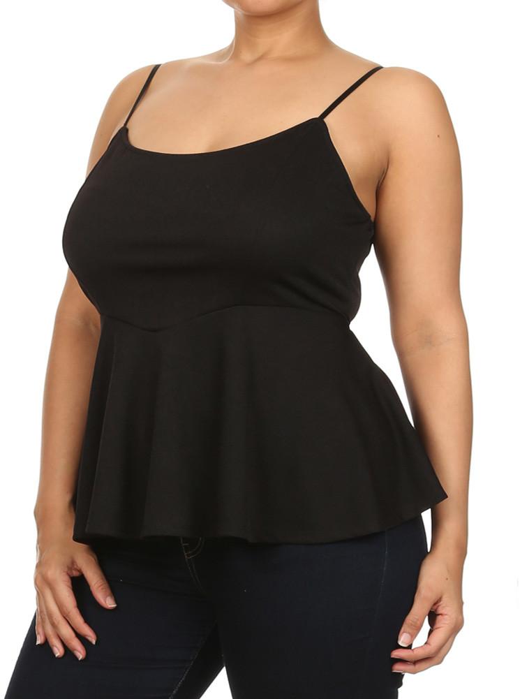 Plus Size Sexy Black Peplum Tank