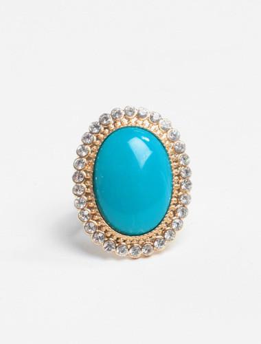 Turquoise Stone Stretchy Ban Diamond Ring