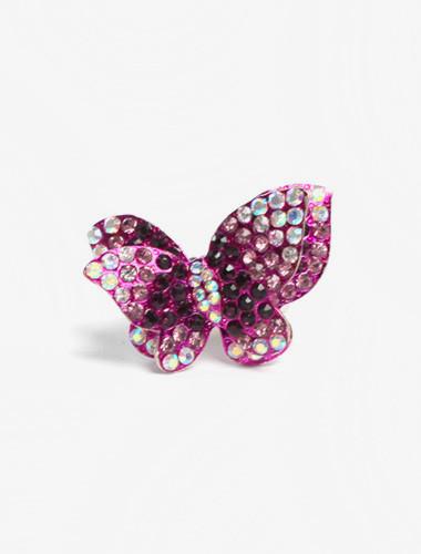 Plus Size Stretchy Rhinestone Purple Butterfly Ring