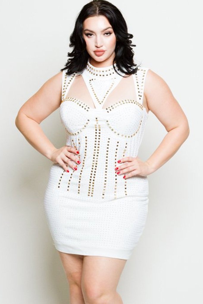 Plus Size Studded Slay Goddess Mini Dress