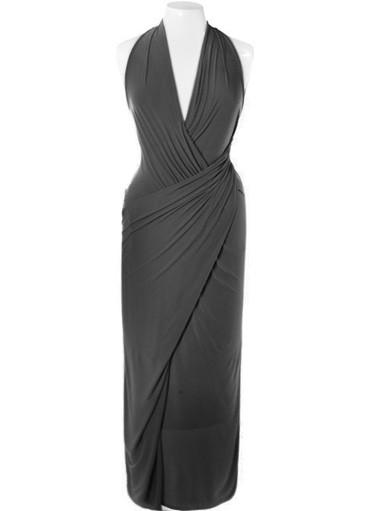 Plus Size Glamour Draped Black Maxi Dress