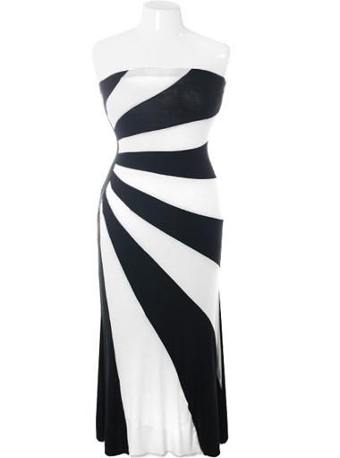 Plus Size Designer Stripe Maxi White Dress