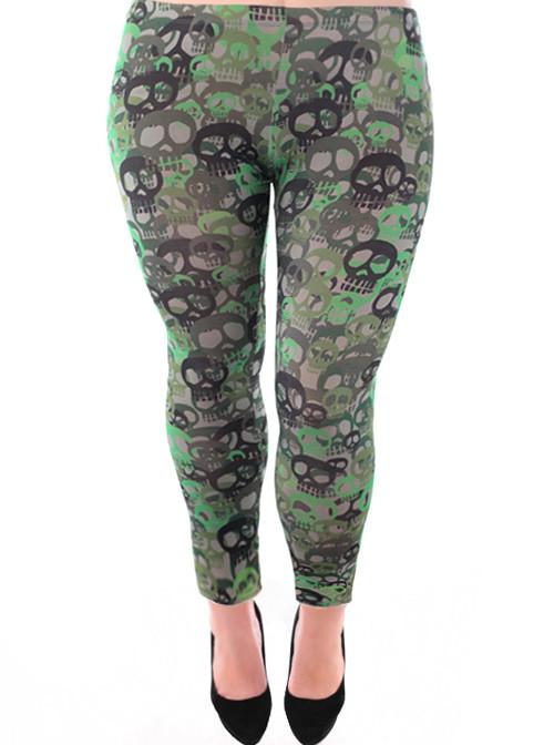 Plus Size Trendy Punk Rocker Skull Leggings