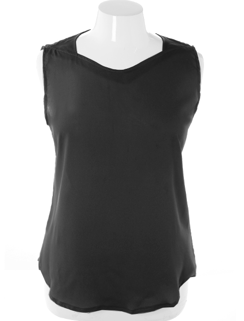 Plus Size Designer Sheer Sleeveless Black Top