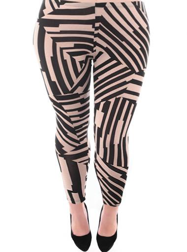 Plus Size Stylish Abstract Tan Leggings