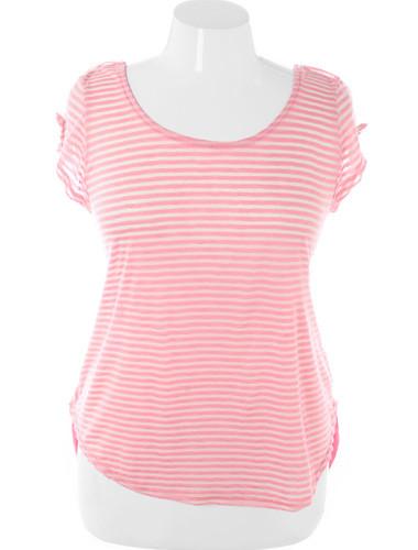 Plus Size Layered Tank Stripe Pink Top