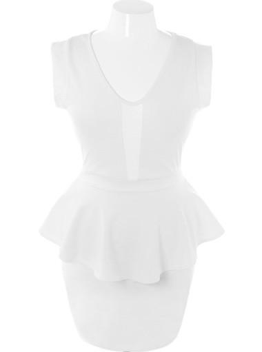 Plus Size Sweetheart Sexy Peplum White Dress