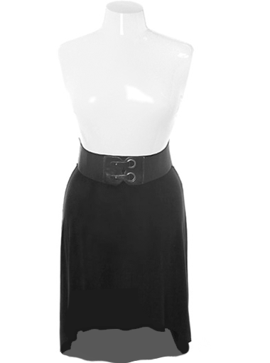 Plus Size Stylish Belted Black Skirt