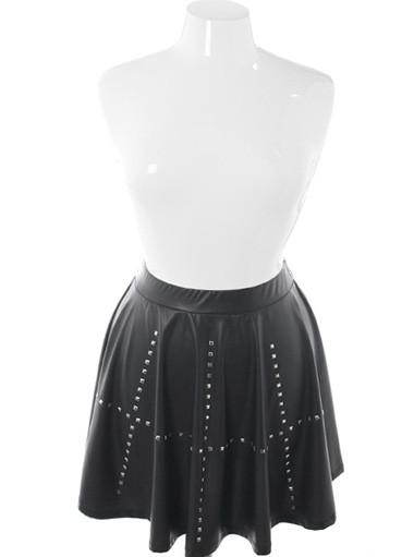 Plus Size Studded Shiny Punk Rock Skirt
