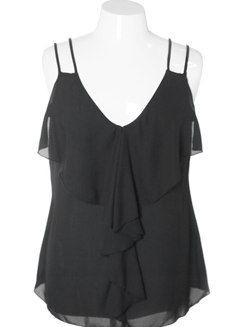 Plus Size Summer Sheer Ruffled Tank