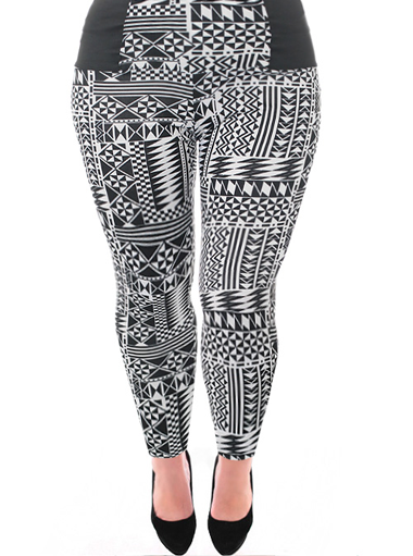 Plus Size Corset Elastic Aztec Skinny Pants